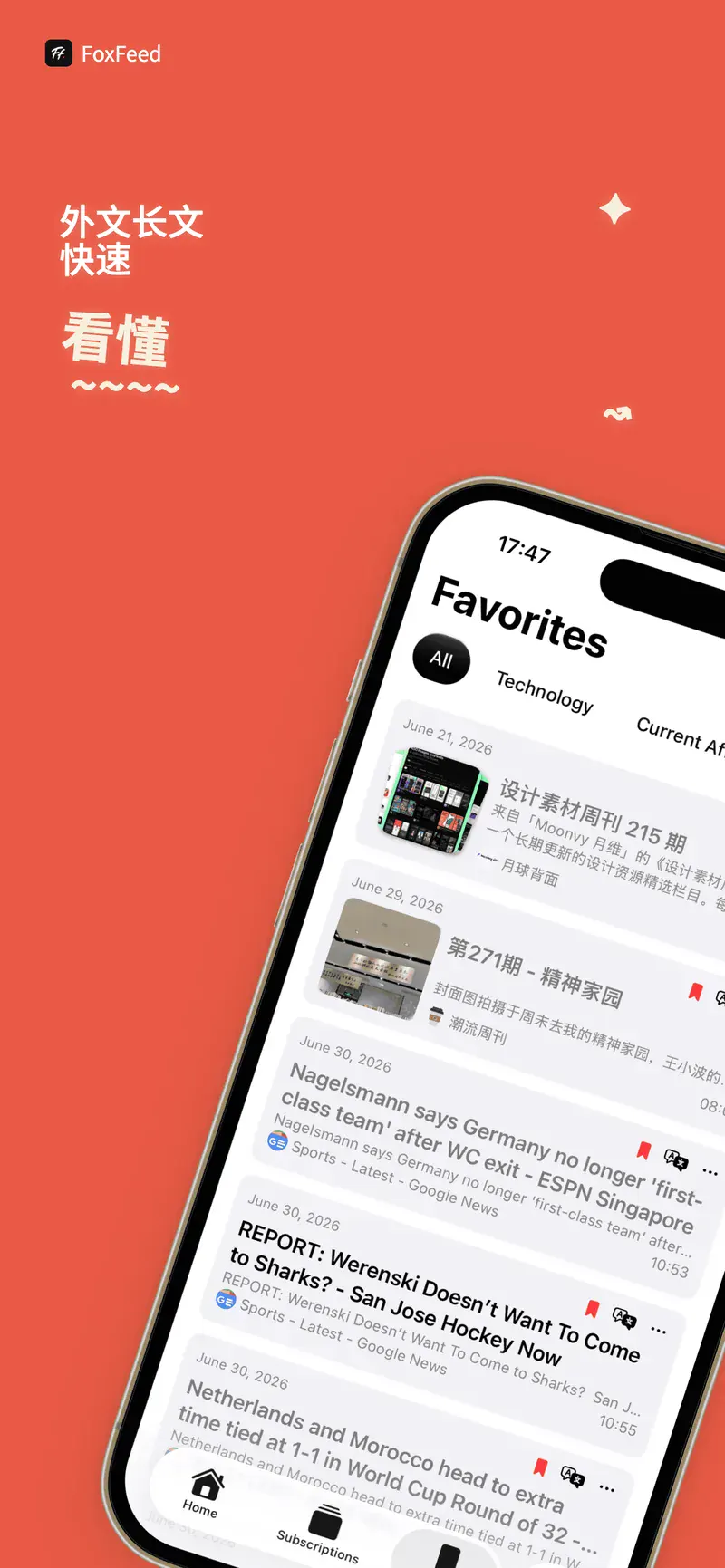 FoxFeed 文章阅读页：原文、可读、网页三种阅读模式切换